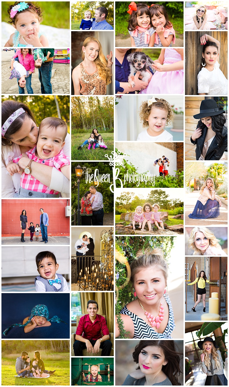 collage of beautiful Houston family portraits