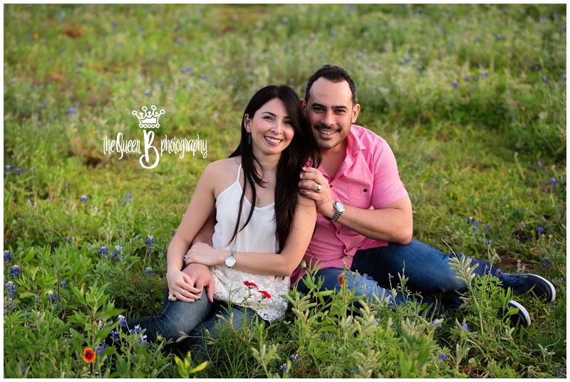 anniversary photo shoot for couple in Houston wildflowers