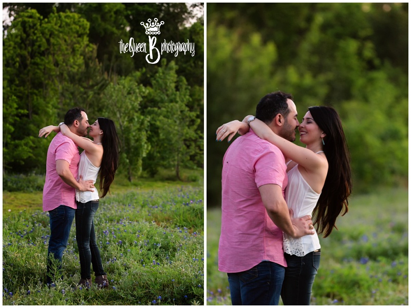 happy couple 1st anniversary portrait session in wildflowers