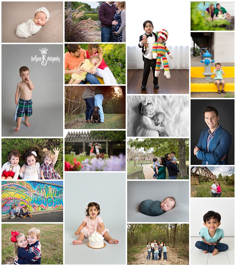 Compilation of portraits by Houston family photographer The Queen B Photography