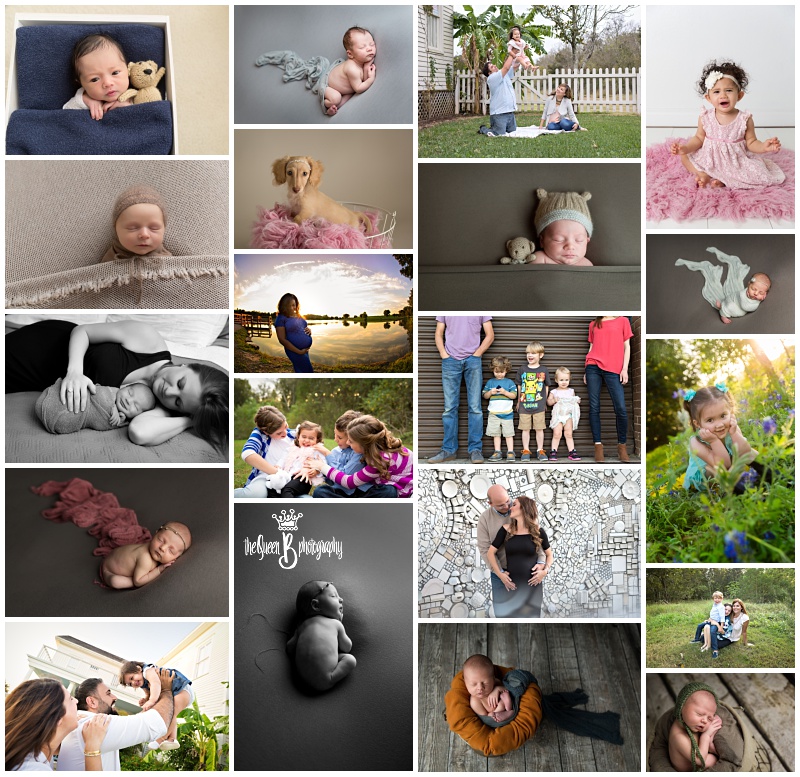 Year in review collage of newborn and family photos in Houston