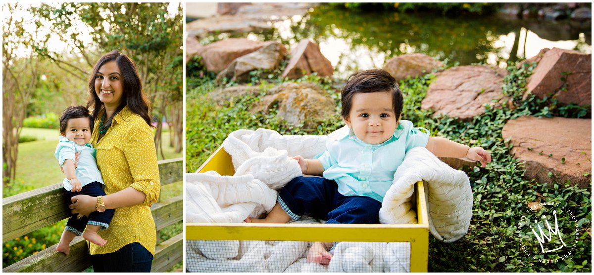6 month old baby boy in yellow box at the park