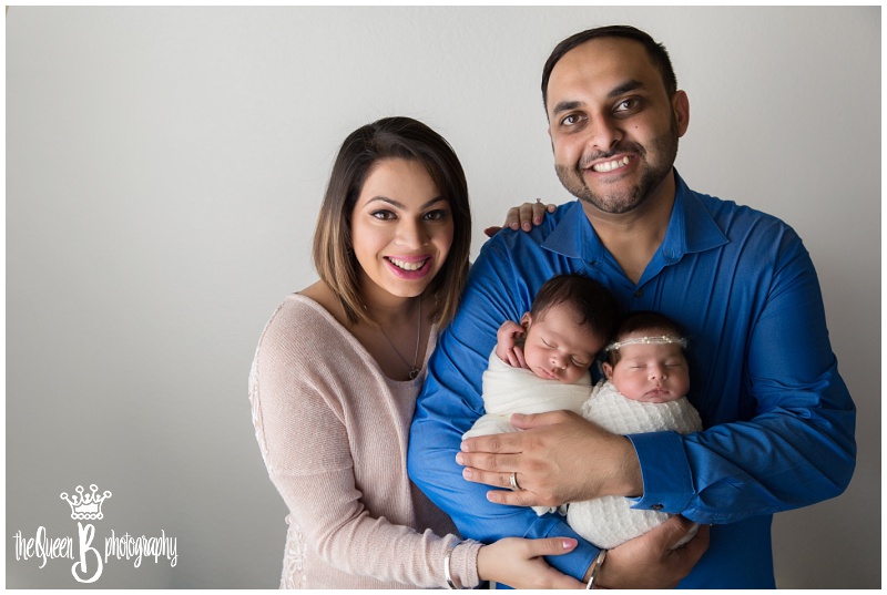 new family of four with boy girl twin babies