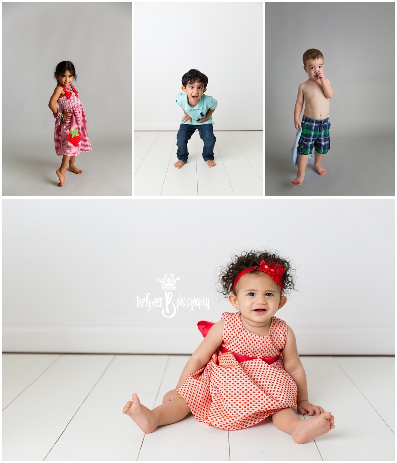 Houston children posing in studio photo sessions with The Queen B Photography