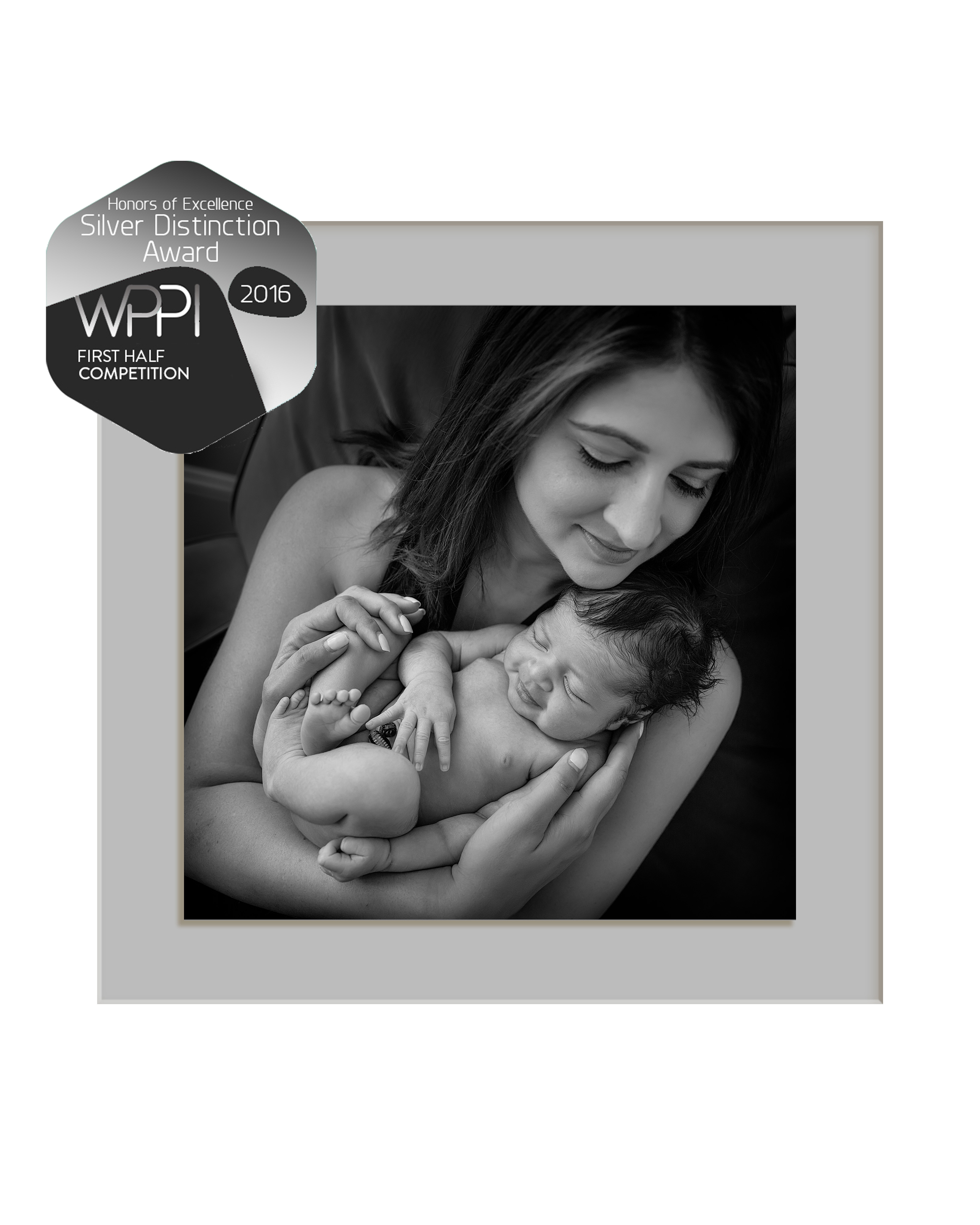 Houston Award Winning Photographer black and white Mother and newborn baby portrait