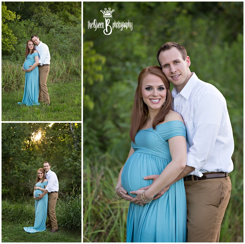Sunset Maternity Portraits | Gorgeous couple in the woods